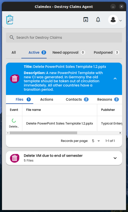 Overview Destroy Claim