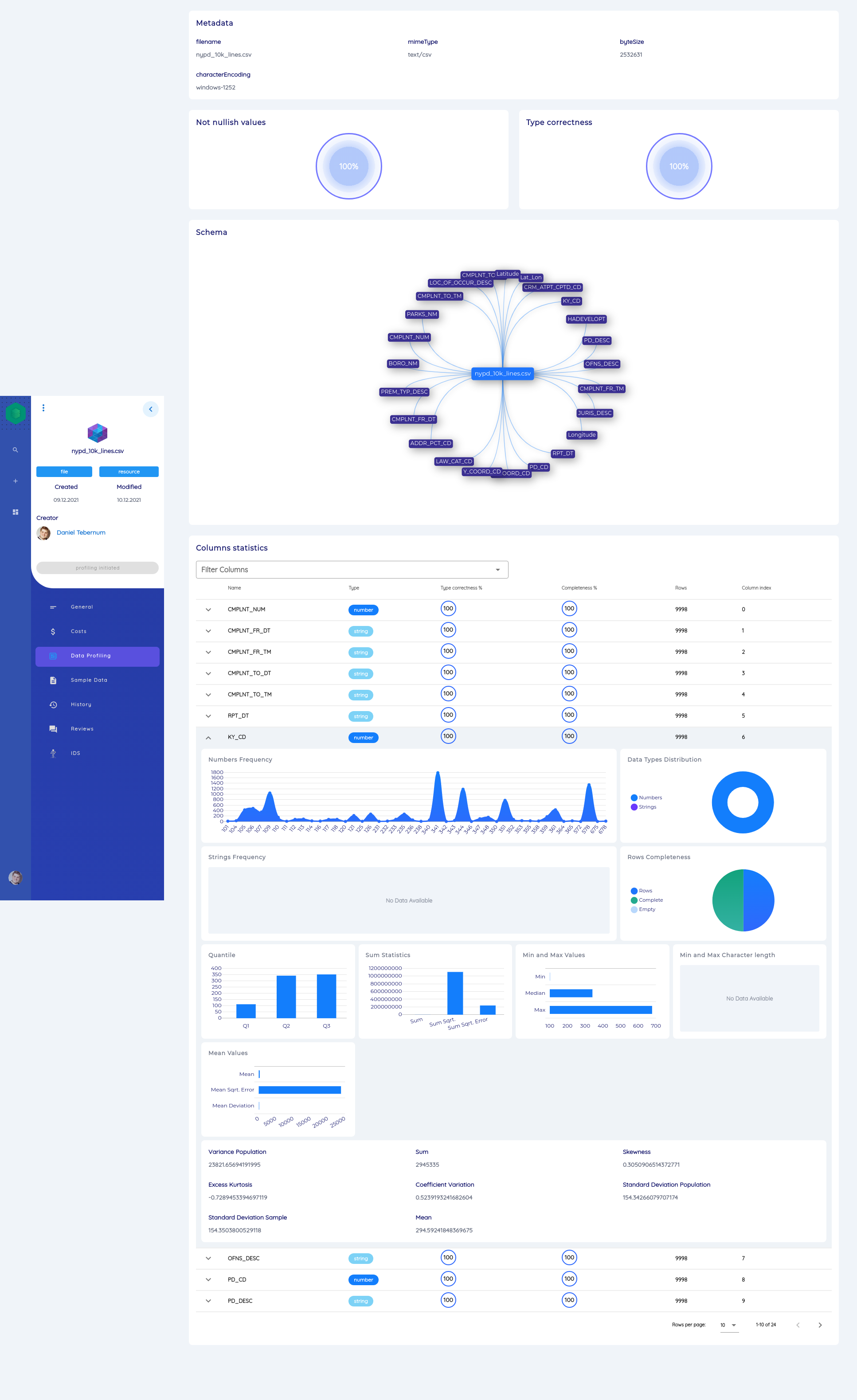 DIVA Table Data Profiling